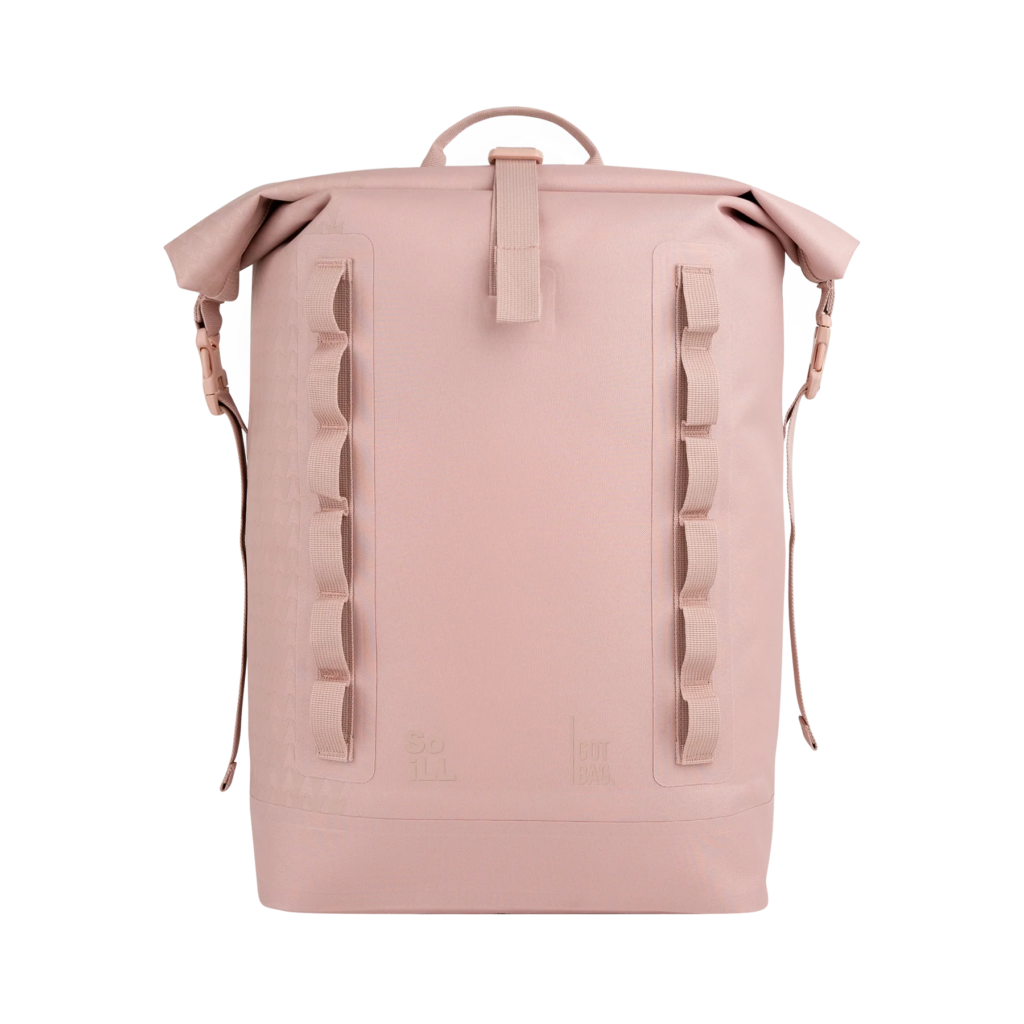 ROLLTOP ON THE ROAM Rucksack in dirty pink als Studioaufnahme in Frontansicht.