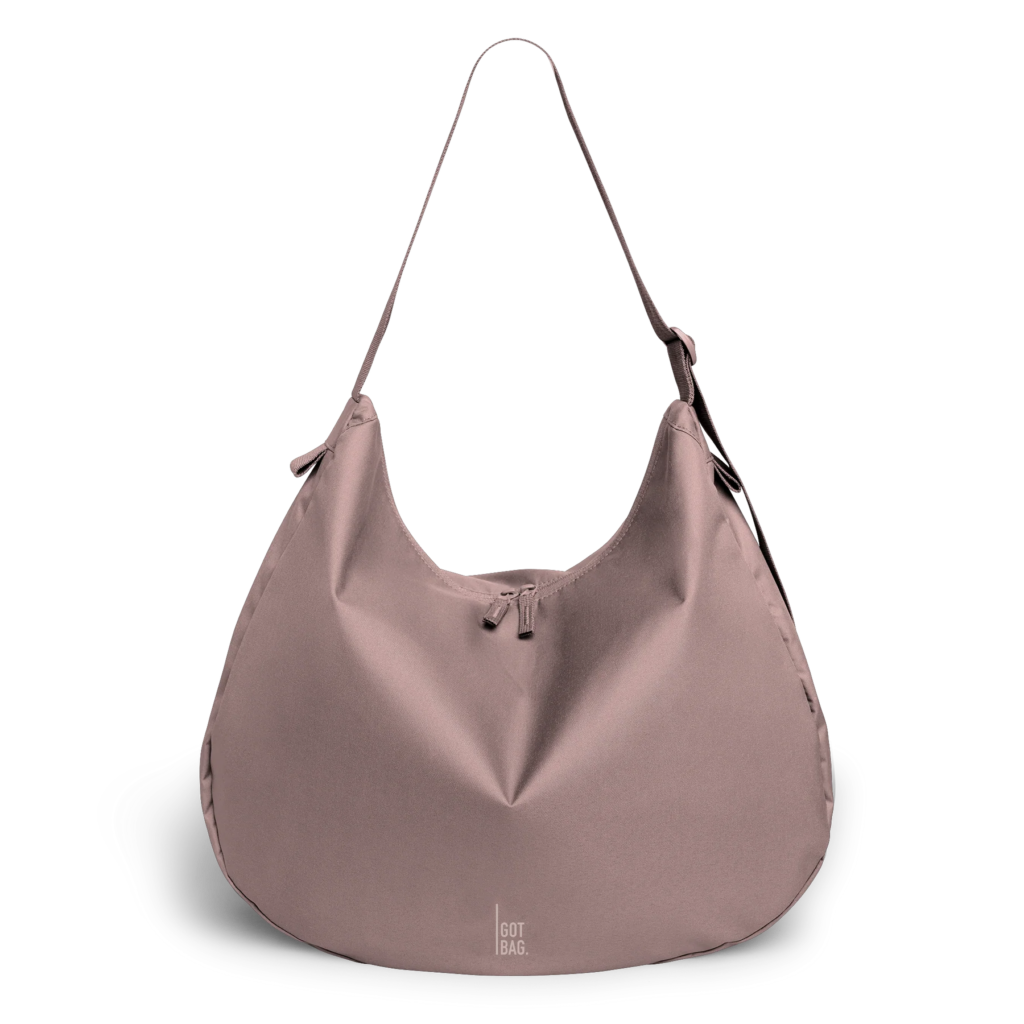 CURVED BAG Tasche in blobfish (dunkles Altrosa) als Studioaufnahme in Frontansicht.